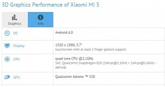 Xiaomi Mi5 partial specs list