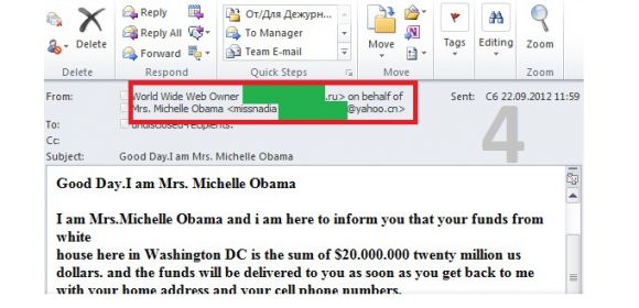 419 Spam: Michelle Obama and the Scam Victims Compensation Funds