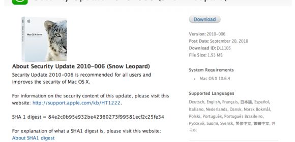 Apple Offers Security Update 2010-006 for Mac OS X