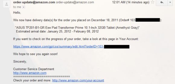 Asus Transformer Prime Pre-Orders from Amazon Will Arrive in January, February 2012