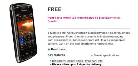 BlackBerry Storm 2 9520 Now Available at T-Mobile UK