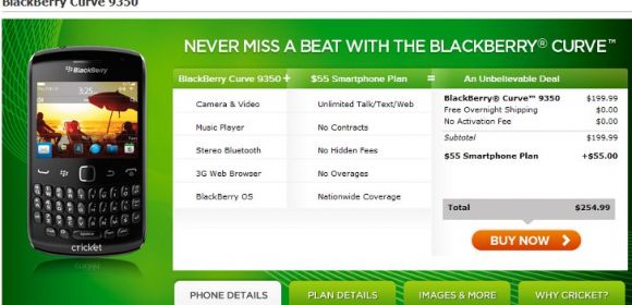 Cricket Wireless Intros BlackBerry Curve 9350 for $130 USD