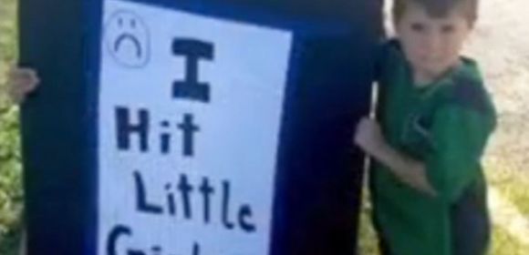 Dad Makes 4-Year-Old Boy Hold “I Hit Little Girls” Sign