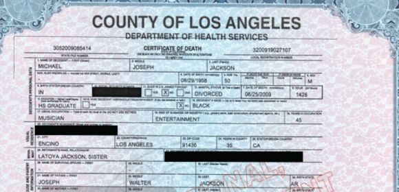 Death Certificate Issued for Michael Jackson