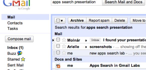 Gmail Gets Universal Search for Email, Google Docs and Sites