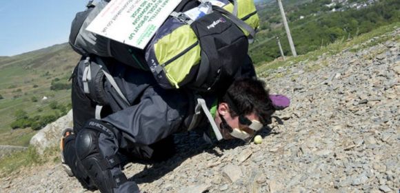 Man Uses Nothing but His Nose to Push a Brussels Sprout Up a Mountain