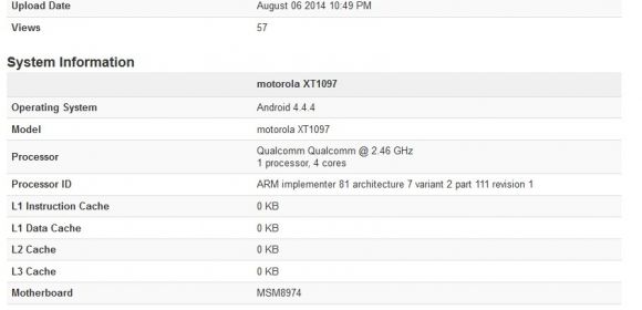 Motorola XT1097 (Moto X+1) Spotted in Geekbench