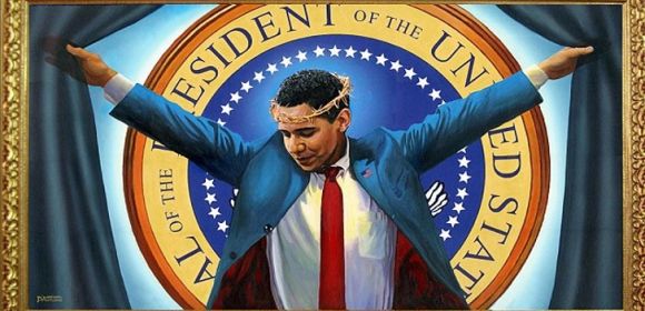 Obama as Jesus Painting on Display in Boston