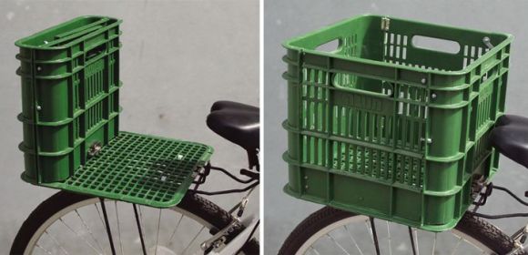 Old Milk Crates Converted into Green Bike Seats