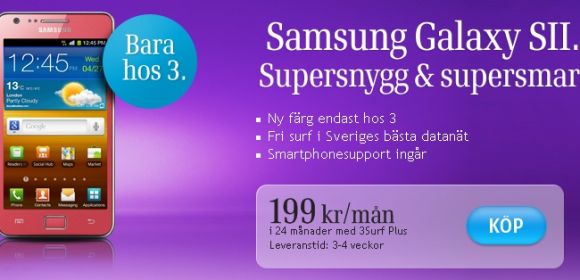 Pink Galaxy S II Now Available in Sweden from Three