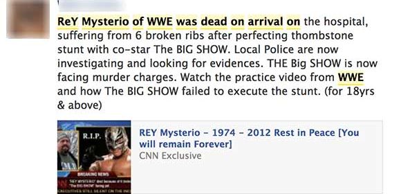 Rey Mysterio of WWE Dies While Performing Stunt with Big Show, Scam
