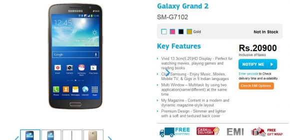 Samsung India Adds Gold Galaxy Grand 2 to Its Website