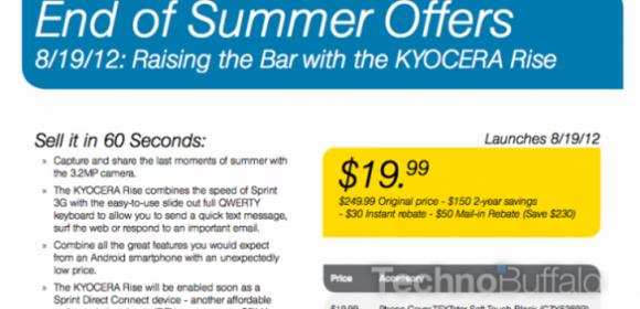 Sprint Launching Kyocera Rise on August 19