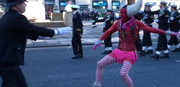 The “Devil” Crashes Remembrance Day Celebrations Wearing a Pink Corset