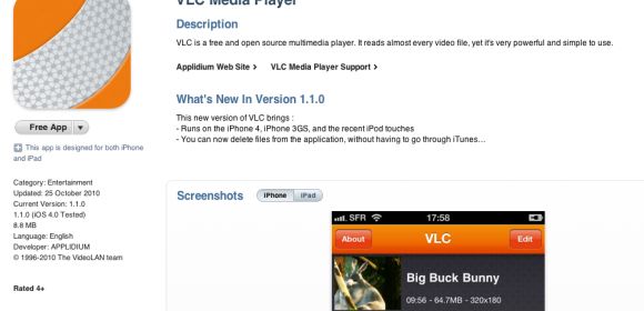 VLC Player for iPhone Still Hanging Tight as Free Download on iTunes