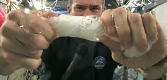 Watch: Chris Hadfield Wrings Out a Wet Washcloth in Space