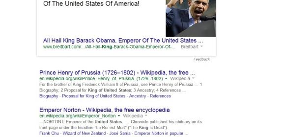When Google's Algorithms Fail, Barack Obama Becomes King of USA