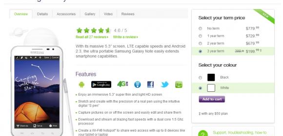 White Galaxy Note Now Available at TELUS in Canada