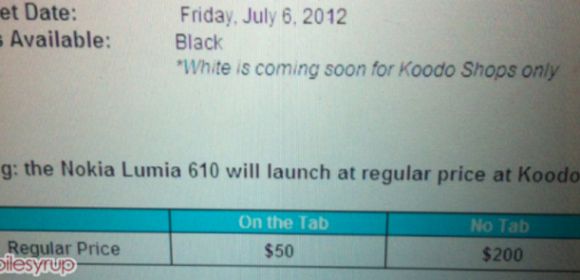 White Lumia 610 Coming to Koodo Mobile on July 6