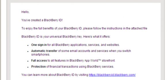 “Your BlackBerry ID Has Been Created” Emails Found to Carry Malware