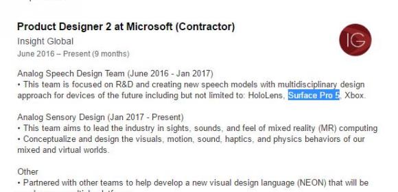 First Microsoft Surface Pro 5 Reference Spotted Online