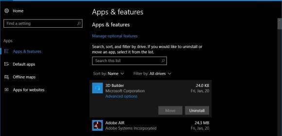 Microsoft Allegedly Removes Option to Uninstall Pre-Loaded Apps in Windows 10