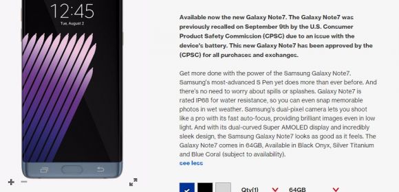 “Safe” Samsung Galaxy Note 7 Goes on Sale in the US