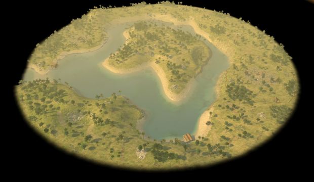 The skirmish map "Golden Island," new in Alpha 20