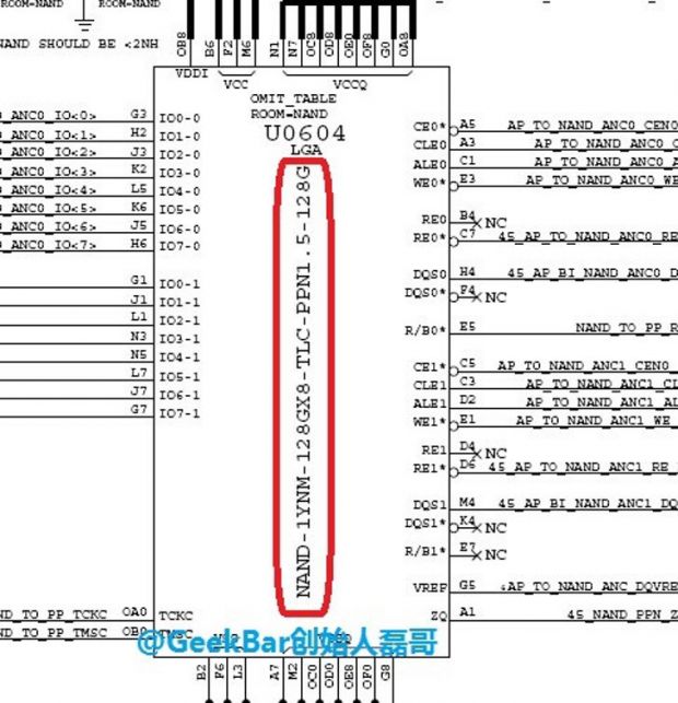 128GB iPhone 6 leaked schematic