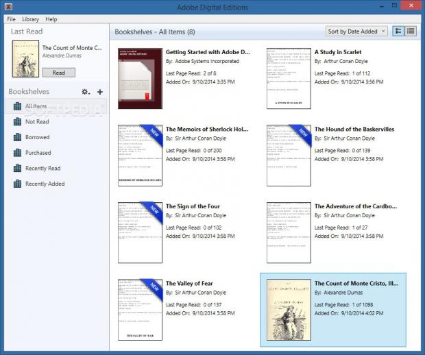 Add ebooks to the library and manage them in bookshelves