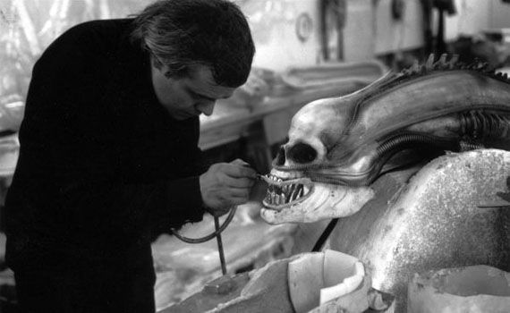 H. R. Giger working on the original Alien