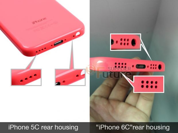 The iPhone 6C has two rows of speaker holes drilled into it