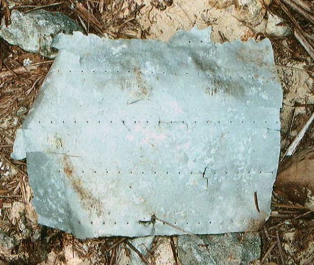 Aluminum patch believed to have once been part and parcel of Amelia Earhart's plane