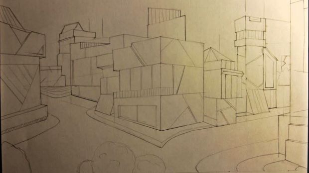 Rudenko's sketch for a 3D printed village