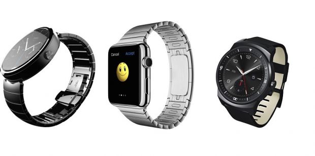 Comparison between Apple Watch and round Android Wear smartwatches