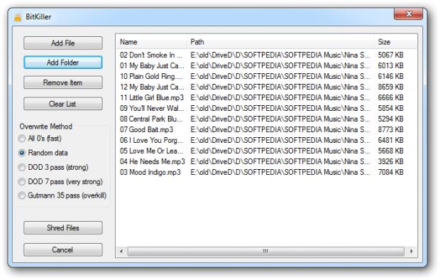 Drag and drop files and folders to shred beyond recovery
