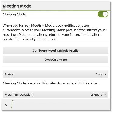 BlackBerry Calendar "Meeting Mode"