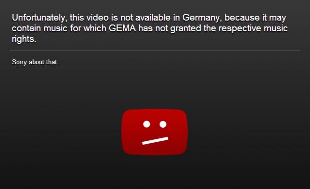 The message YouTube displays to German users