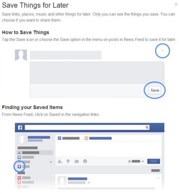 Facebook's "Save" area on desktop