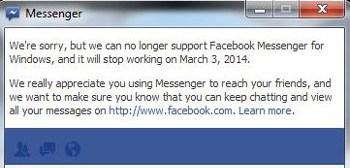 Facebook's announcement regarding Messenger for Windows