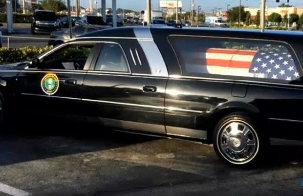 The hearse was photographed by a man named Rob Carpenter