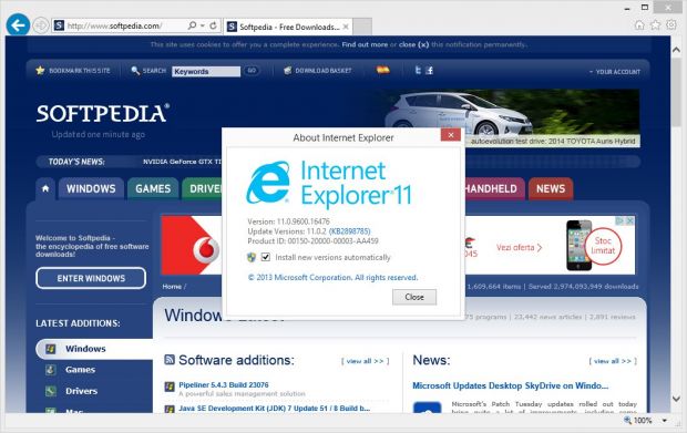 Internet Explorer 11.0.2 received a small update today as part of the Patch Tuesday rollout