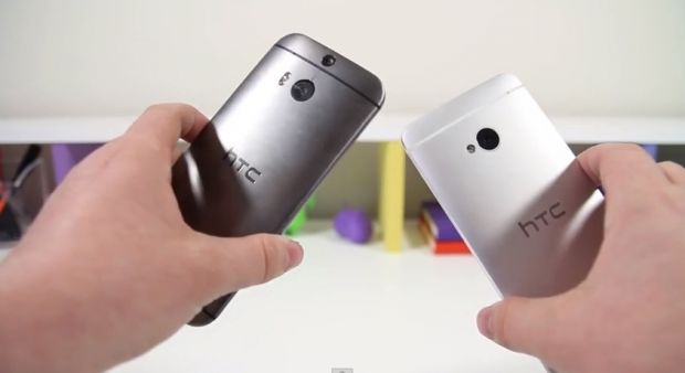 HTC One 2014 (M8) next to HTC One 2013 (M7)