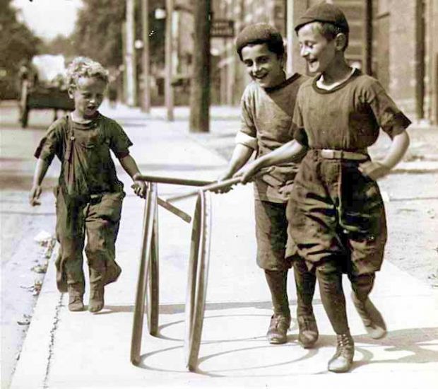 Boys with hoops in 1920