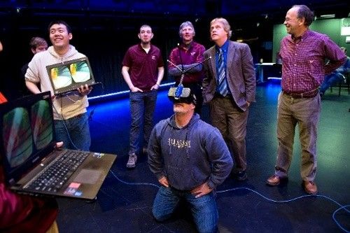 Meteorologist used a special headset to explore this virtual environment