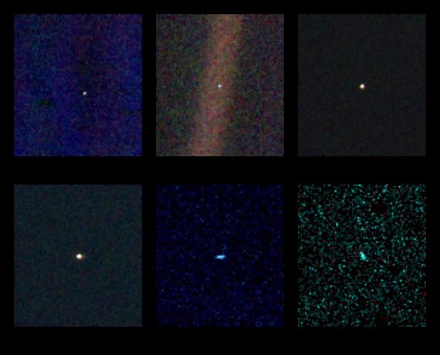 These images, left to right and top to bottom, show Venus, Earth, Jupiter, and Saturn, Uranus and Neptune
