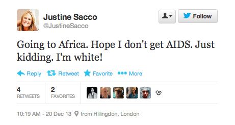Justine Sacco's tweet