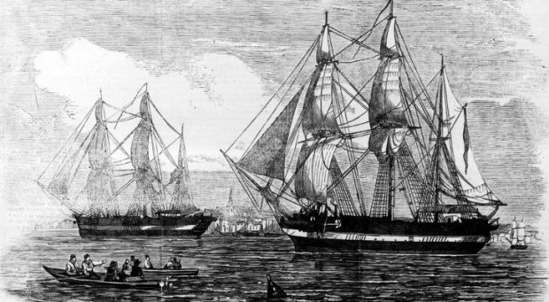 Sketch of the two ships lost during Sir John Franklin's expedition