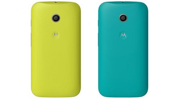 Motorola Moto E in lemon and turquoise